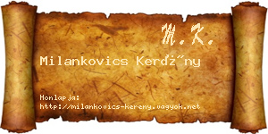 Milankovics Kerény névjegykártya